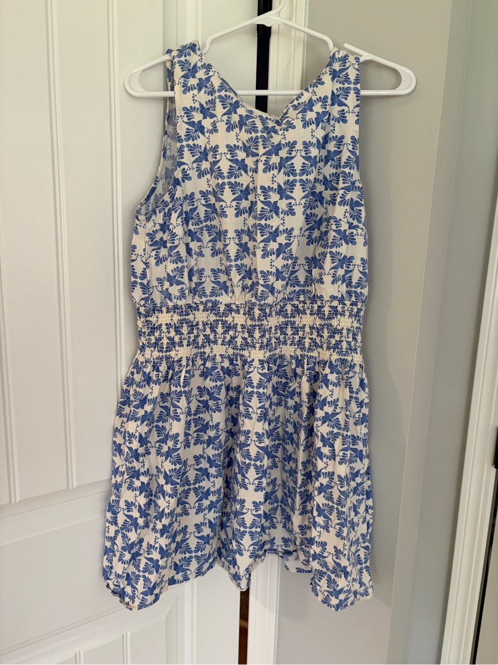 A New Day Blue Floral Sundress with Smocked Waist Large
